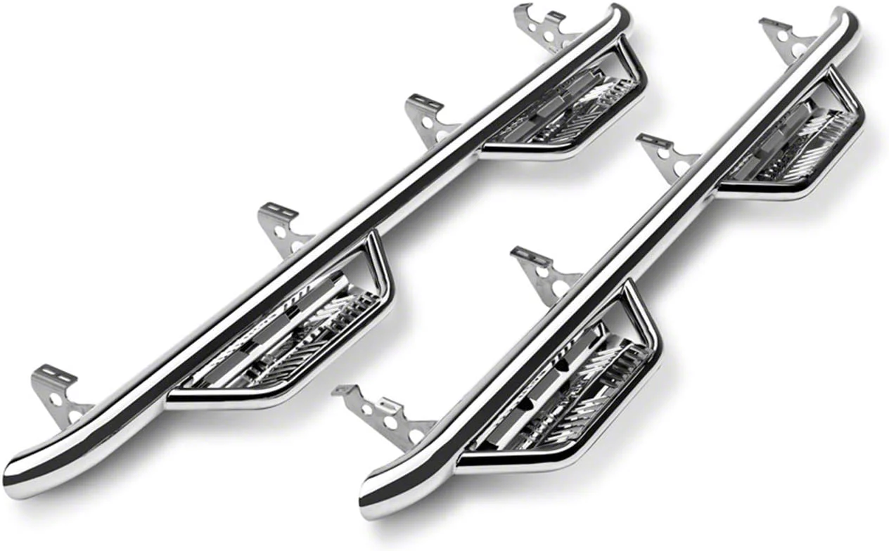 N-Fab Wheel 2 Wheel Podium Nerf Side Step Bars; Polished Stainless (19-26 RAM 3500 Crew Cab w/ 6.4-Foot Box)