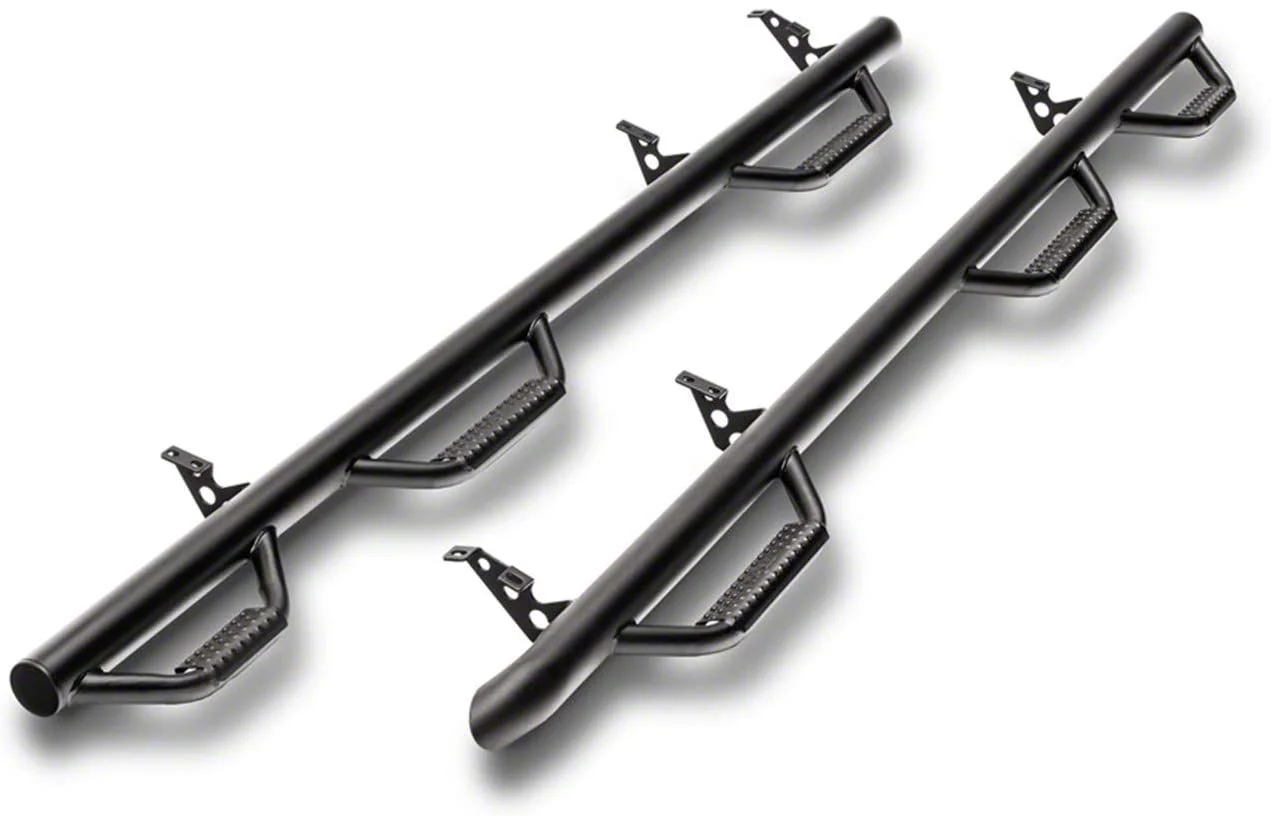 N-Fab Wheel 2 Wheel Bed Access Nerf Side Step Bars; Textured Black (17-19 Silverado 2500 HD Crew Cab w/ 8-Foot Long Box)