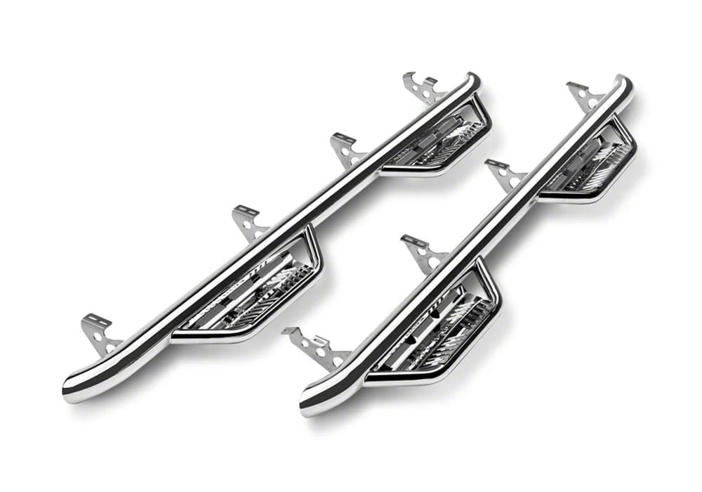 N-Fab Cab Length Podium Nerf Side Step Bars; Polished Stainless (15-16 Silverado 2500 HD Crew Cab)