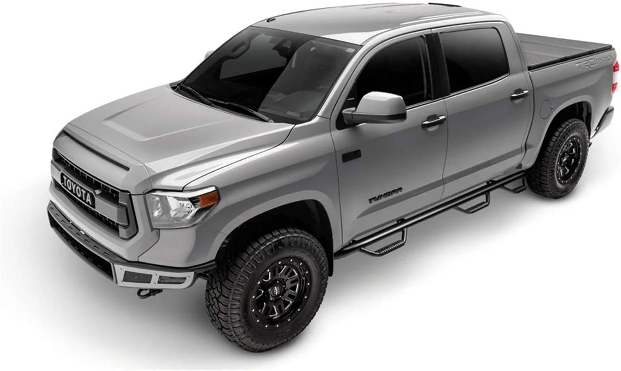 N-Fab Wheel 2 Wheel Bed Access Nerf Side Step Bars; Textured Black (07-10 Silverado 3500 HD Crew Cab w/ 8-Foot Long Box)