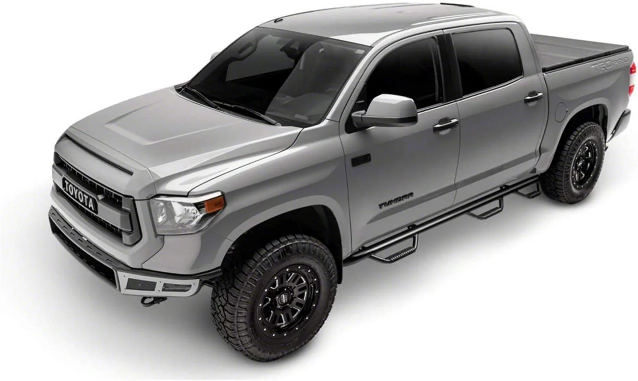 N-Fab Wheel 2 Wheel Bed Access Nerf Side Step Bars; Textured Black (11-14 Silverado 3500 HD Crew Cab w/ 6.50-Foot Standard Box)