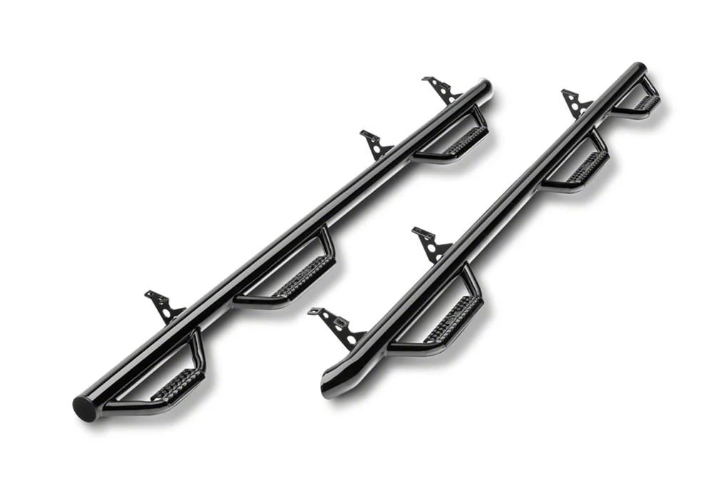 N-Fab Wheel 2 Wheel Bed Access Nerf Side Step Bars; Gloss Black (15-18 Silverado 3500 HD Double Cab w/ 8-Foot Long Box)