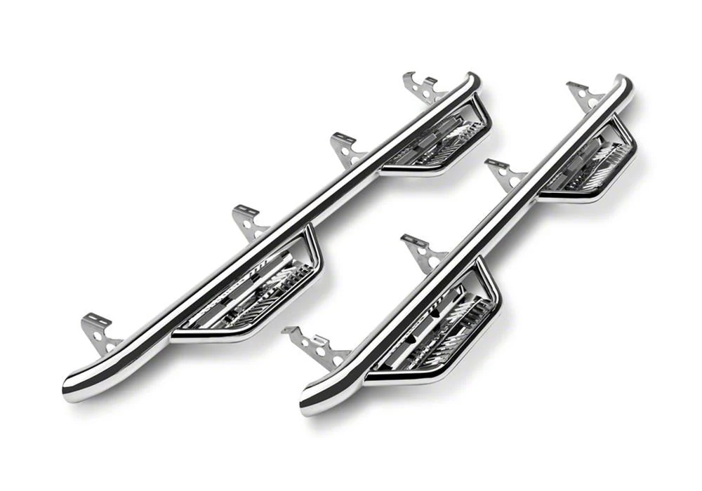 N-Fab Cab Length Podium Nerf Side Step Bars; Polished Stainless (15-16 Silverado 3500 HD Crew Cab)