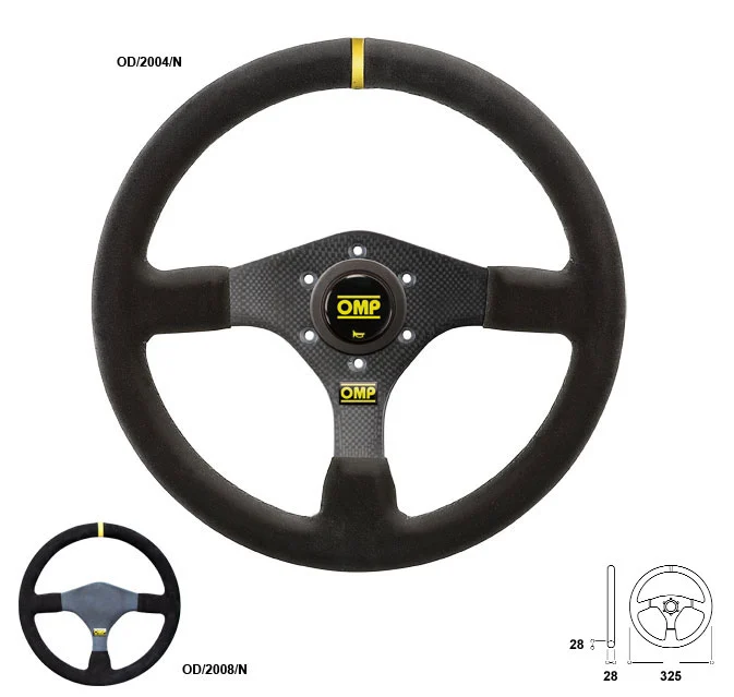 OMP Carbon Fiber 325mm Flat Suede Steering Wheel