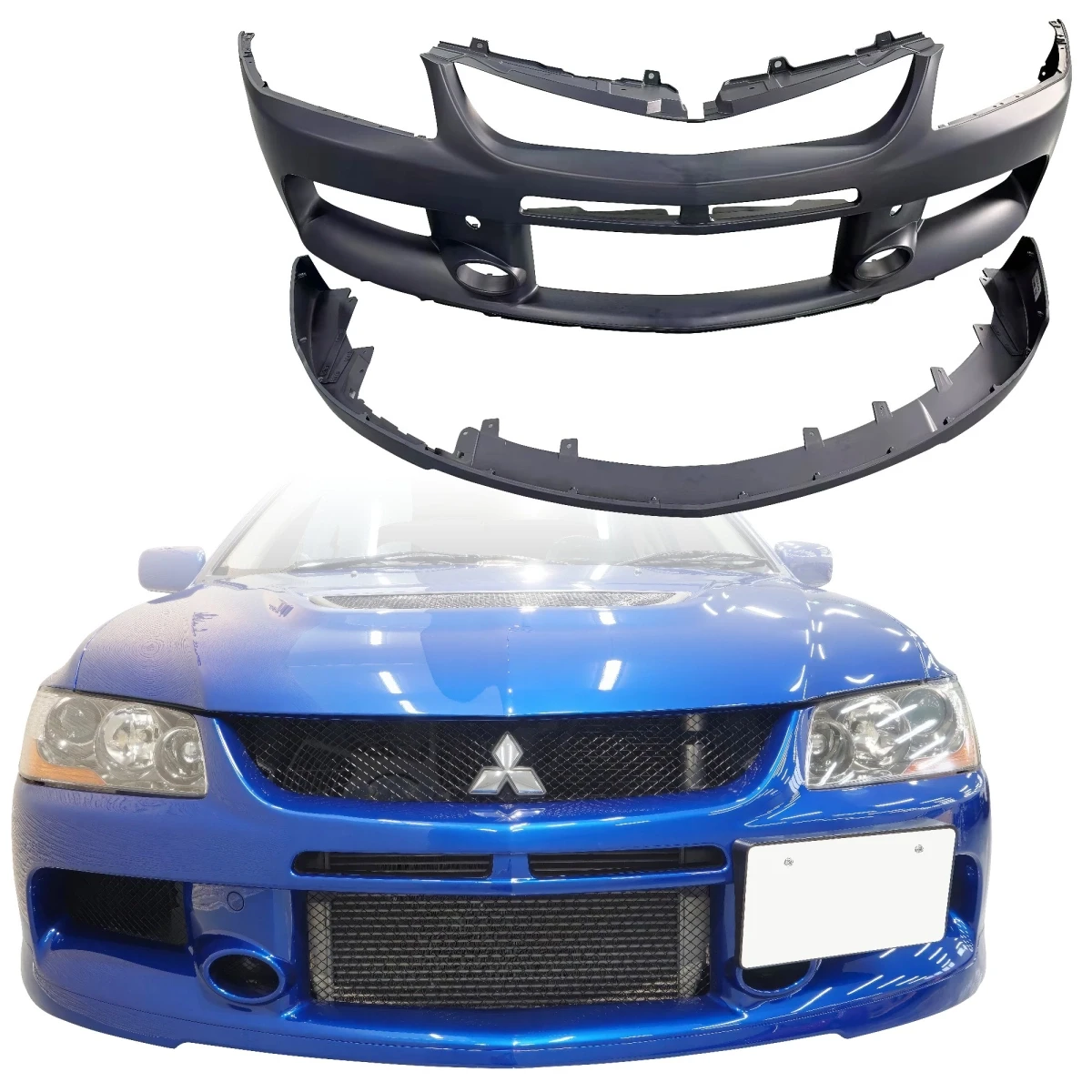 PP EVO9 Front Bumper w Lip Combo > Mitsubishi Evolution EVO8 EVO9 2003-2006 - 300009