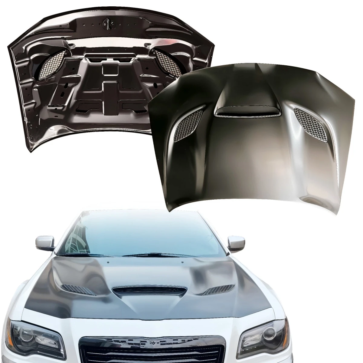 Steel SRT Hellcat 3-Scoop Hood > Chrysler 300C 2015-2023 - 300091