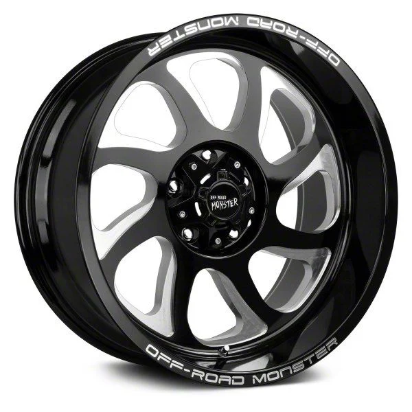 Off Road Monster M22 Gloss Black Milled 6-Lug Wheel; 22x12; -44mm Offset (07-14 Yukon)