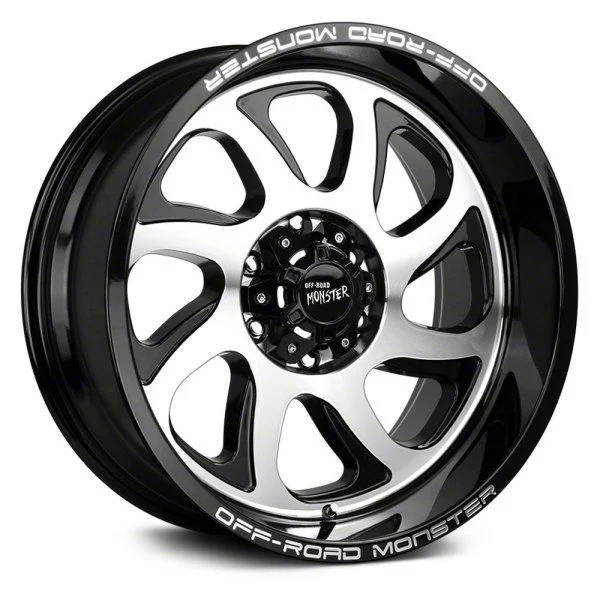Off Road Monster M22 Gloss Black Machined 6-Lug Wheel; 22x12; -44mm Offset (19-23 Ranger)