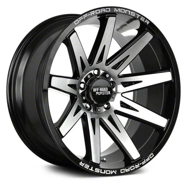 Off Road Monster M25 Gloss Black Machined 6-Lug Wheel; 22x12; -44mm Offset (19-23 Ranger)