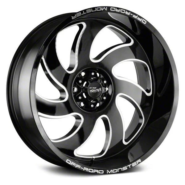Off Road Monster M07 Gloss Black Milled 8-Lug Wheel; 20x10; -19mm Offset (07-10 Sierra 2500 HD)