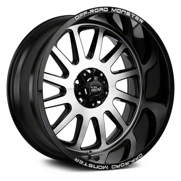 Off Road Monster M17 Gloss Black Machined 6-Lug Wheel; 22x12; -44mm Offset (21-26 Yukon)
