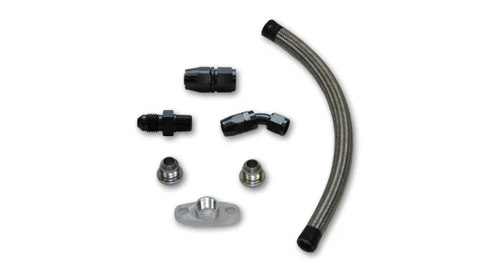 Vibrant Universal Oil Return Kit for GT Series Turbos (Top Mount): 20" Stainless Steel Line