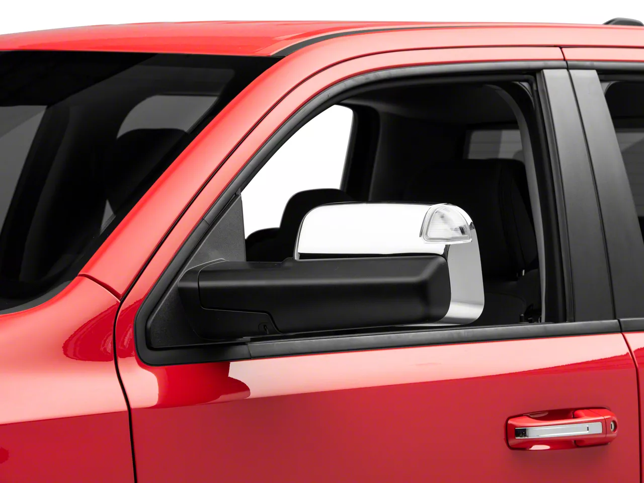 OPR Memory Power Adjust Heated Manual Foldaway Towing Mirror with Blind Spot Monitoring, Puddle Light, Turn Signal and Temperature Sensor; Chrome; Driver Side (19-26 RAM 1500)