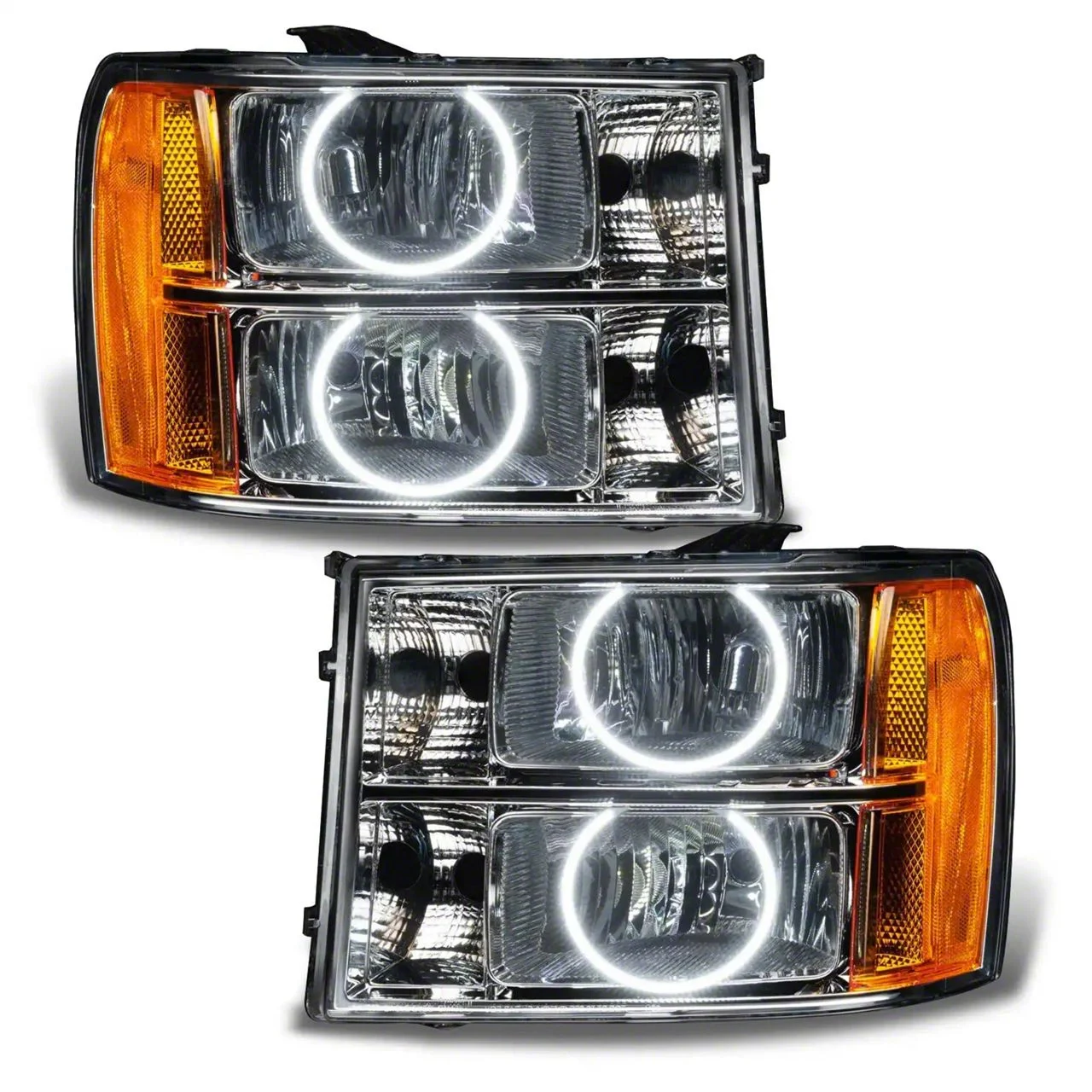 Oracle OE Style Headlights with Round Ring LED Halo; Chrome Housing; Clear Lens (07-14 Sierra 3500 HD)