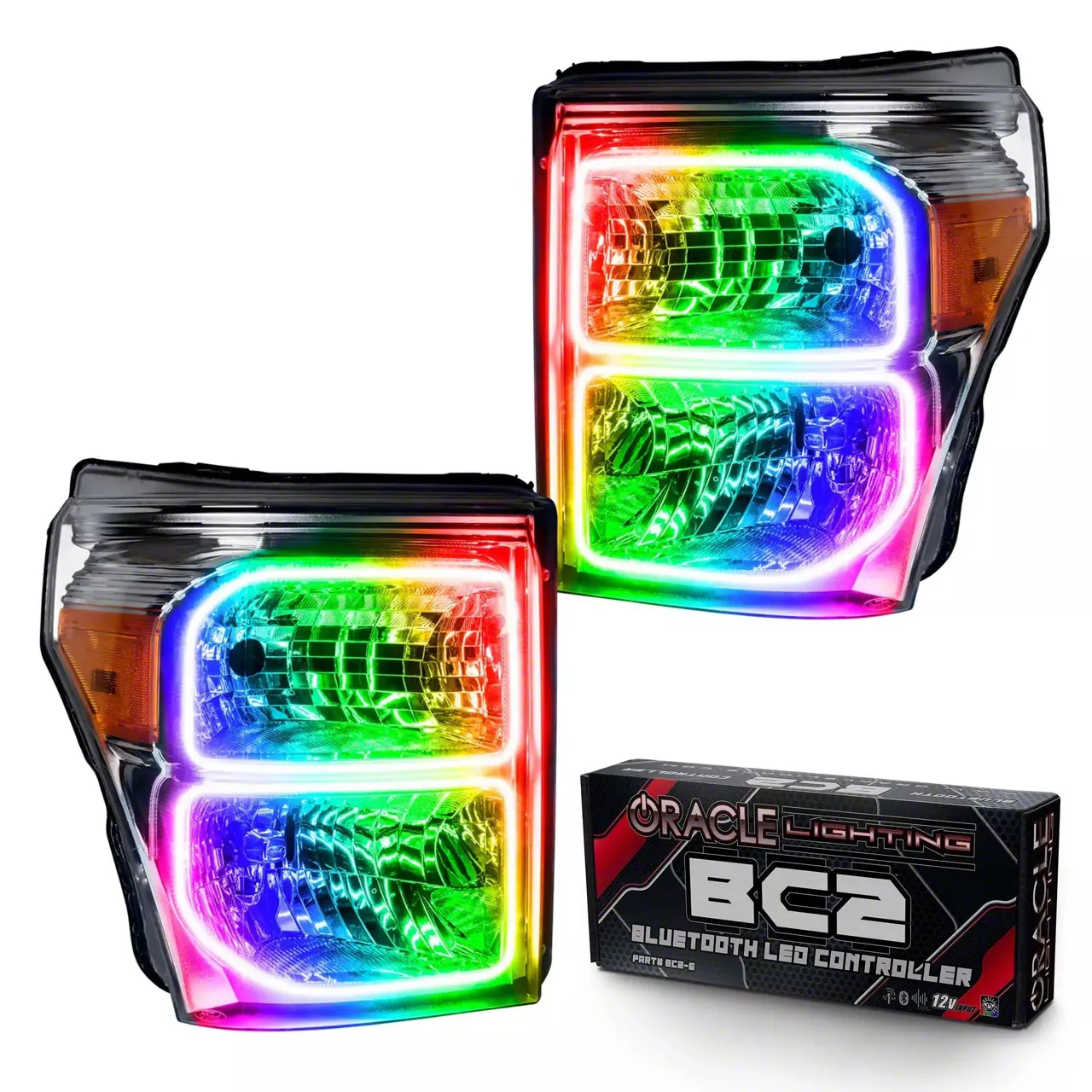 Oracle OE Style Headlights with ColorSHIFT Halo; Chrome Housing; Clear Lens (11-16 F-250 Super Duty)