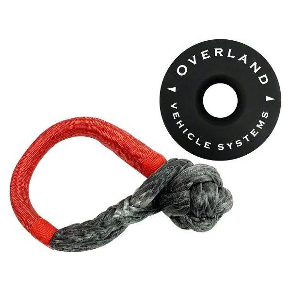 Overland Vehicle Systems 5/8-Inch Soft Shackle and Recovery Ring; Black