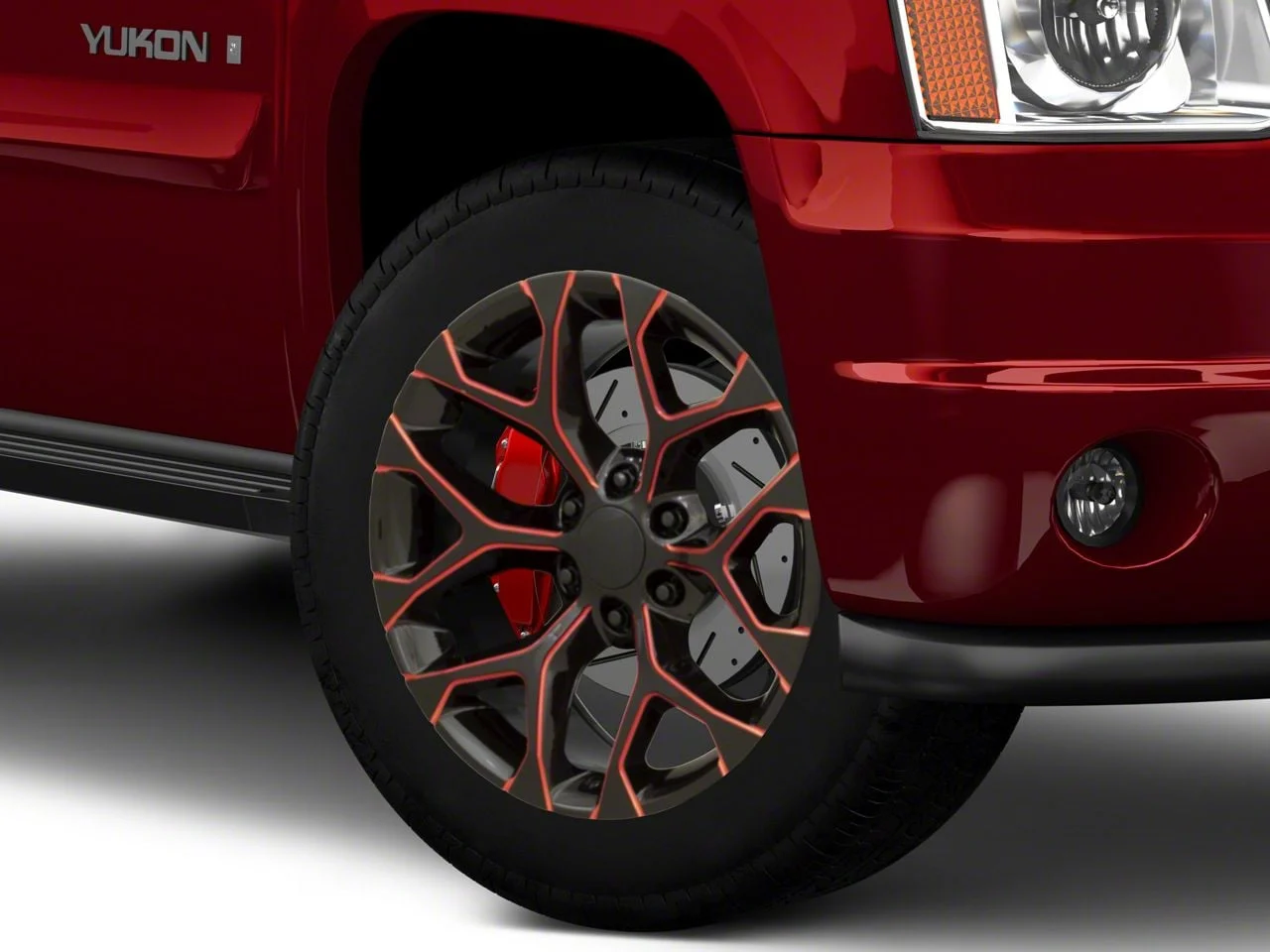 PR176 Gloss Black Red Milled 6-Lug Wheel; 20x9; 24mm Offset (07-14 Yukon)