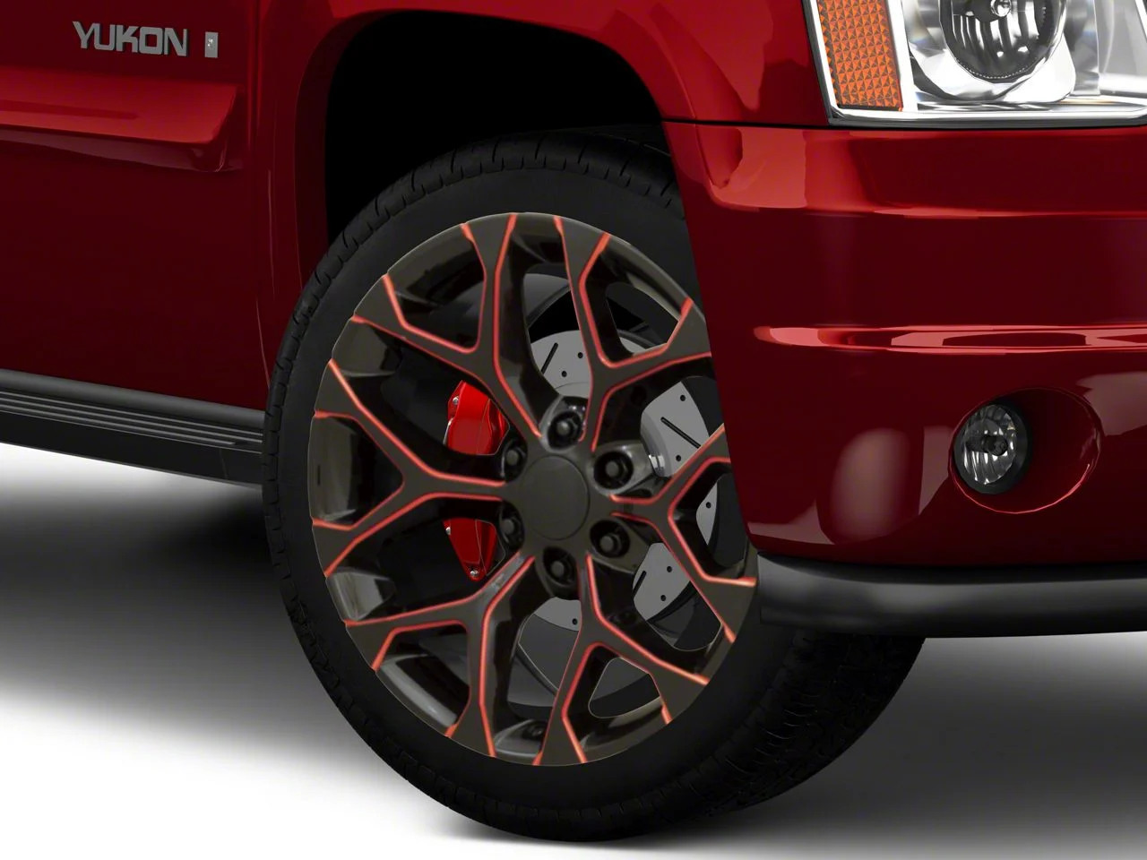 PR176 Gloss Black Red Milled 6-Lug Wheel; 24x10; 24mm Offset (07-14 Yukon)