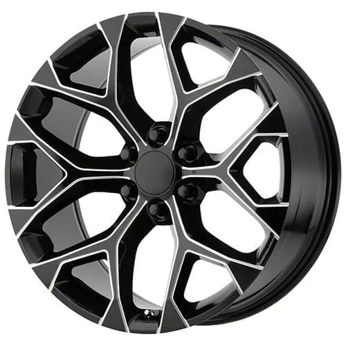 PR176 Gloss Black Machined 6-Lug Wheel; 22x9; 24mm Offset (15-20 Yukon)