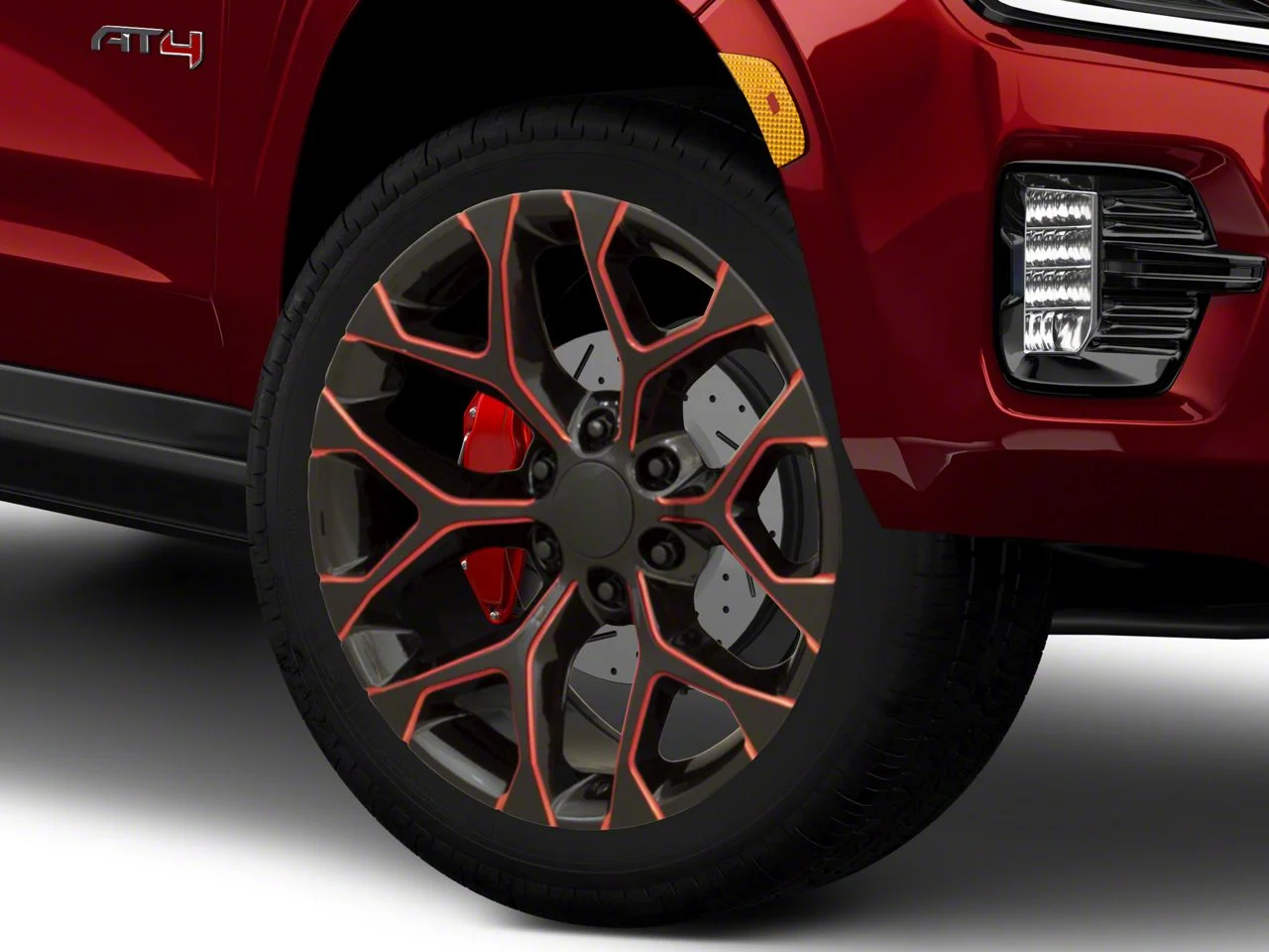 PR176 Gloss Black Red Milled 6-Lug Wheel; 24x10; 24mm Offset (21-26 Yukon)