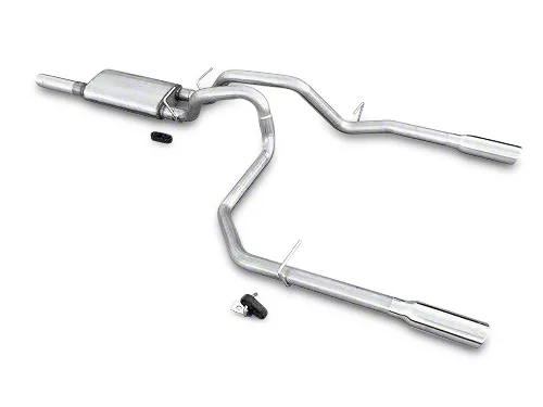 Pypes Violator Dual Exhaust System with Polished Tips; Rear Exit (10-26 5.3L Silverado 1500)