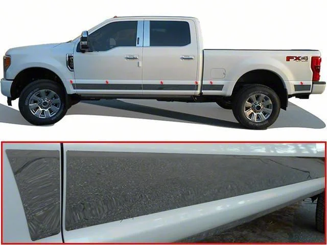 Rocker Panel Trim; Upper Kit; Stainless Steel (17-22 F-250 Super Duty SuperCrew w/ 8-Foot Bed)