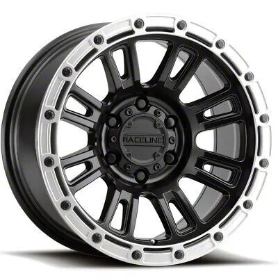 Raceline Compass Satin Black with Silver Ring 6-Lug Wheel; 17x9; -12mm Offset (07-14 Yukon)
