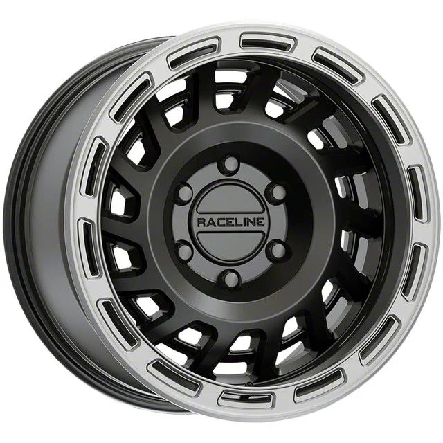 Raceline Halo Satin Black with Silver Ring 6-Lug Wheel; 18x9; -12mm Offset (15-20 Tahoe)