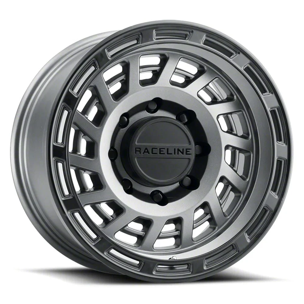 Raceline Halo Gunmetal with Black Ring 6-Lug Wheel; 18x9; 18mm Offset (15-20 Yukon)