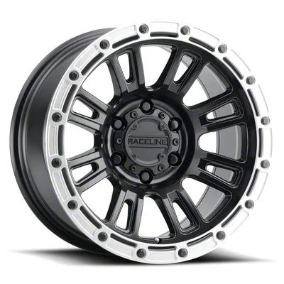 Raceline Compass Satin Black with Silver Ring 6-Lug Wheel; 17x8.5; 0mm Offset (15-20 Tahoe)