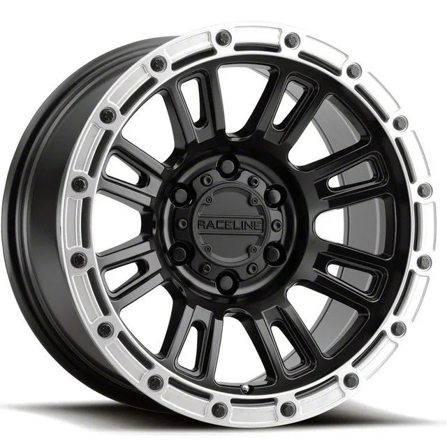 Raceline Compass Satin Black with Silver Ring 6-Lug Wheel; 18x9; 18mm Offset (21-26 Tahoe)