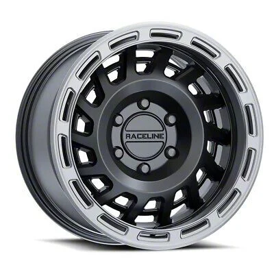 Raceline Halo Satin Black with Silver Ring 6-Lug Wheel; 17x8.5; 0mm Offset (15-20 Yukon)