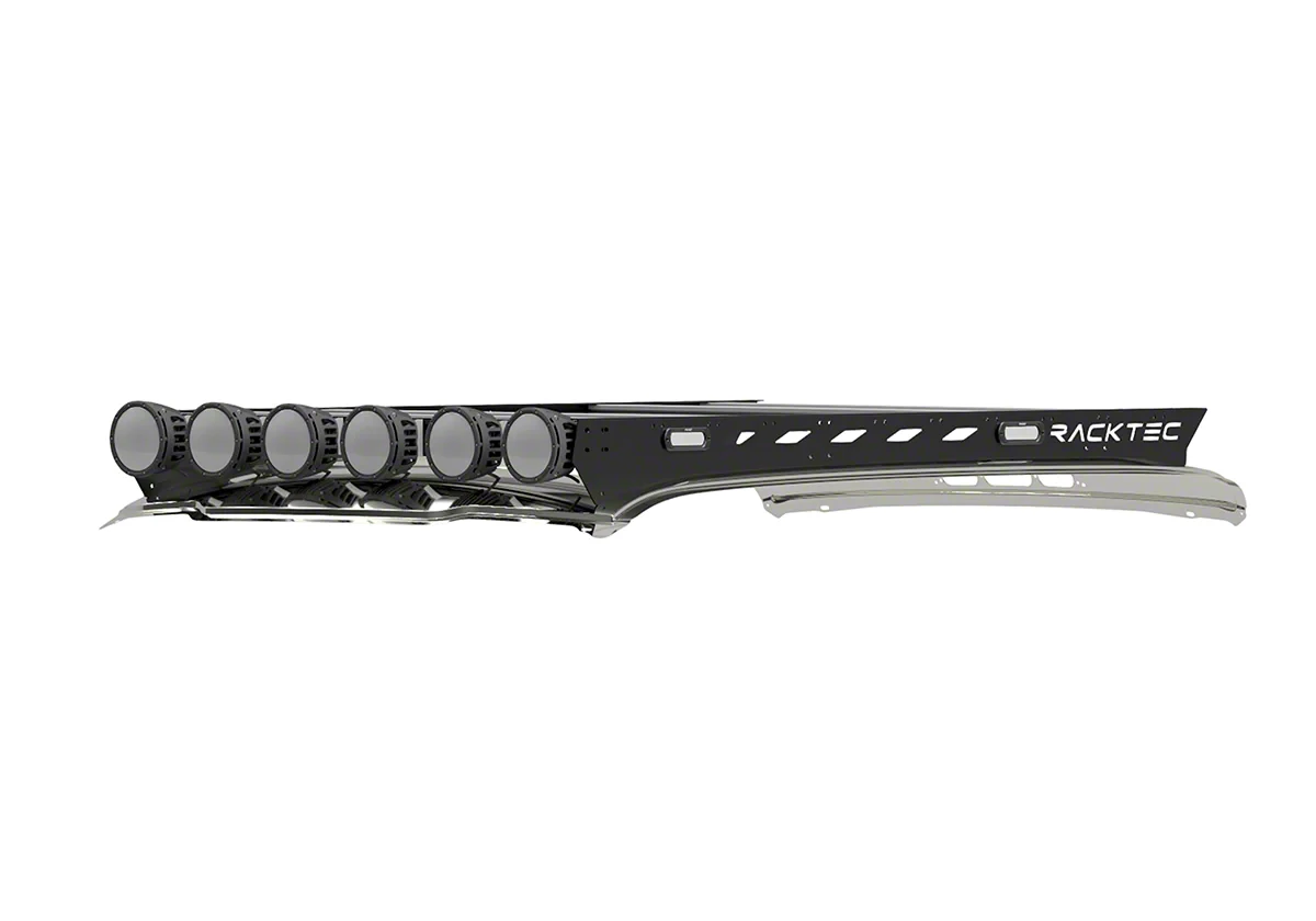 RACKTEC Phantom Series Gen 2 Roof Rack; 6-Light Front Mounting Brackets (19-26 RAM 2500 Mega Cab)