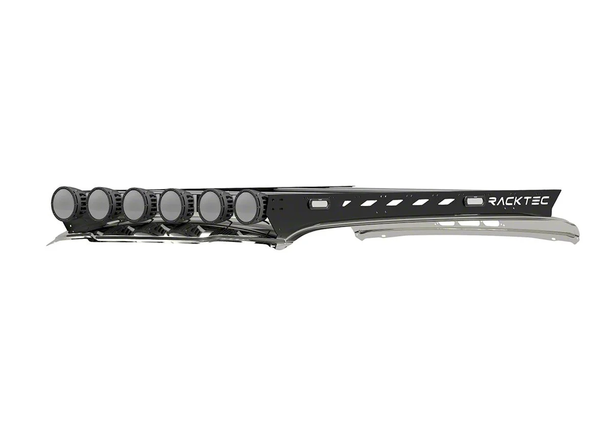 RACKTEC Phantom Series Gen 2 Roof Rack; 9-Light Front Mounting Brackets (10-18 RAM 2500 Crew Cab)