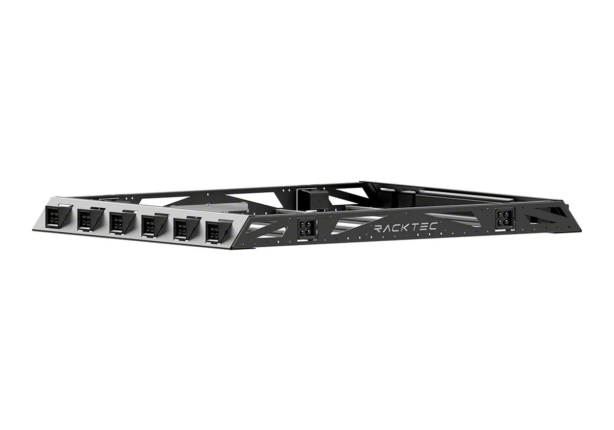 RACKTEC Tanto Series Roof Rack with Four 3-Inch Pod Light Front Cutouts and Four 3-Inch Pod Rear Light Cutouts (19-26 Sierra 2500 HD Crew Cab)