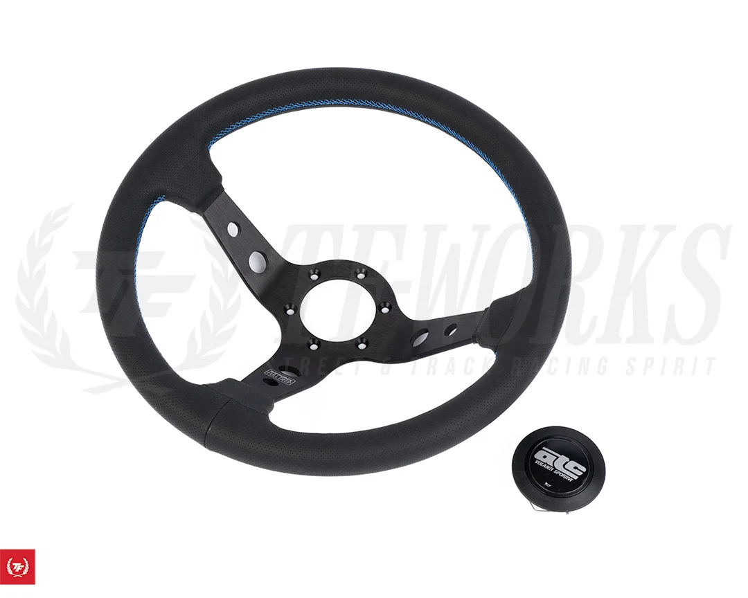 ATC Rally SPRINT Cone95 Steering Wheel - 330mm Black Leather / Blue Stitch