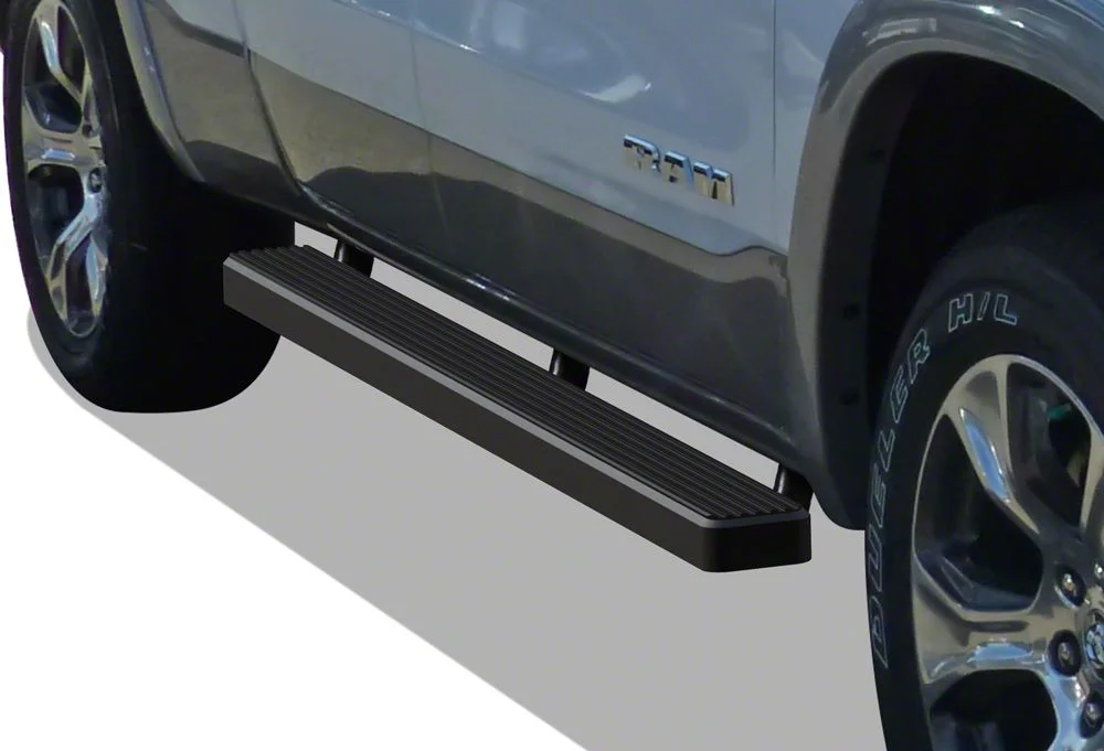 4-Inch iStep Running Boards; Black (19-24 RAM 1500 Quad Cab)