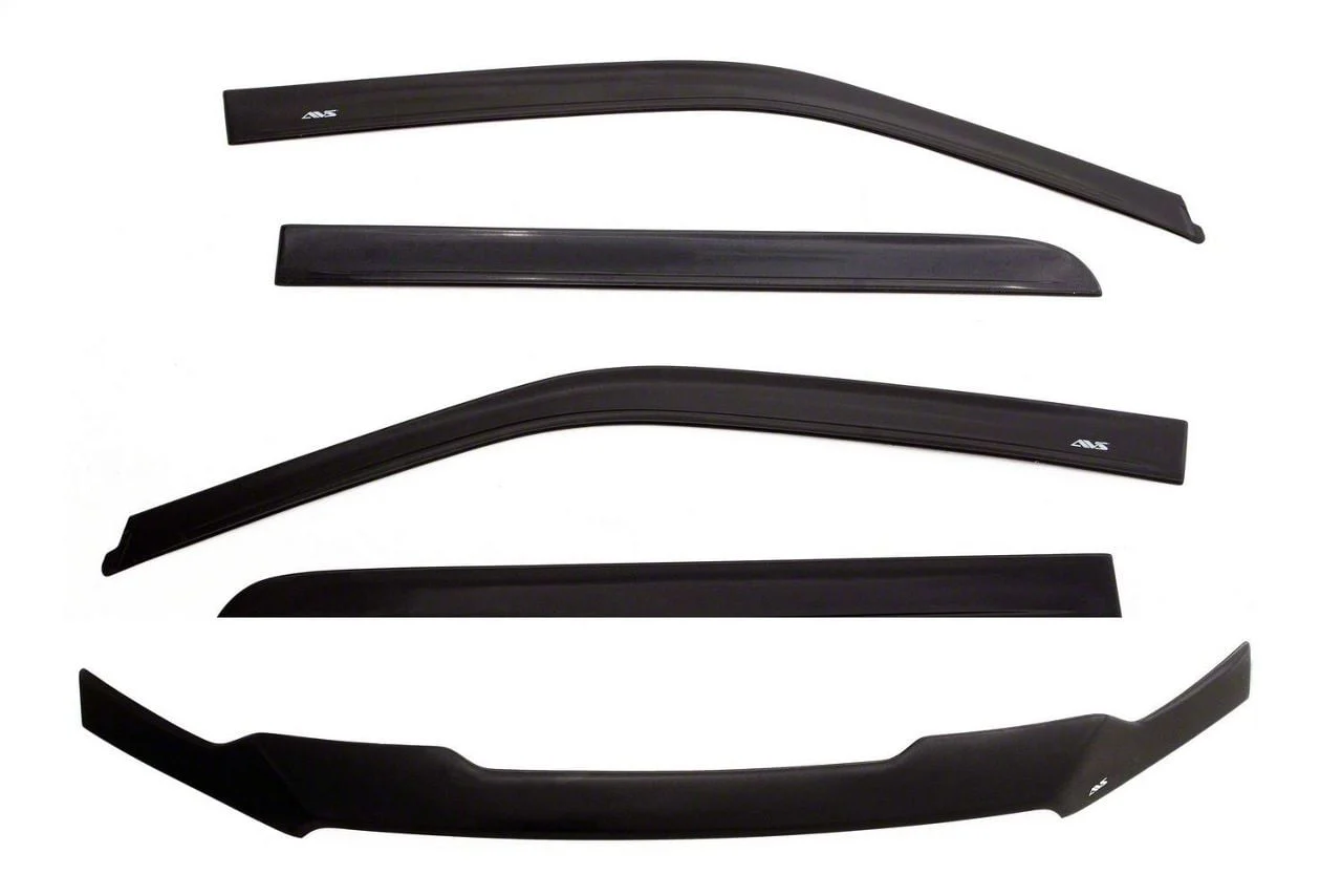 Aeroskin Hood Protector and Low Profile Ventvisor Window Deflectors Combo Kit; Matte Black (09-18 RAM 1500 Quad Cab, Excluding Sport)