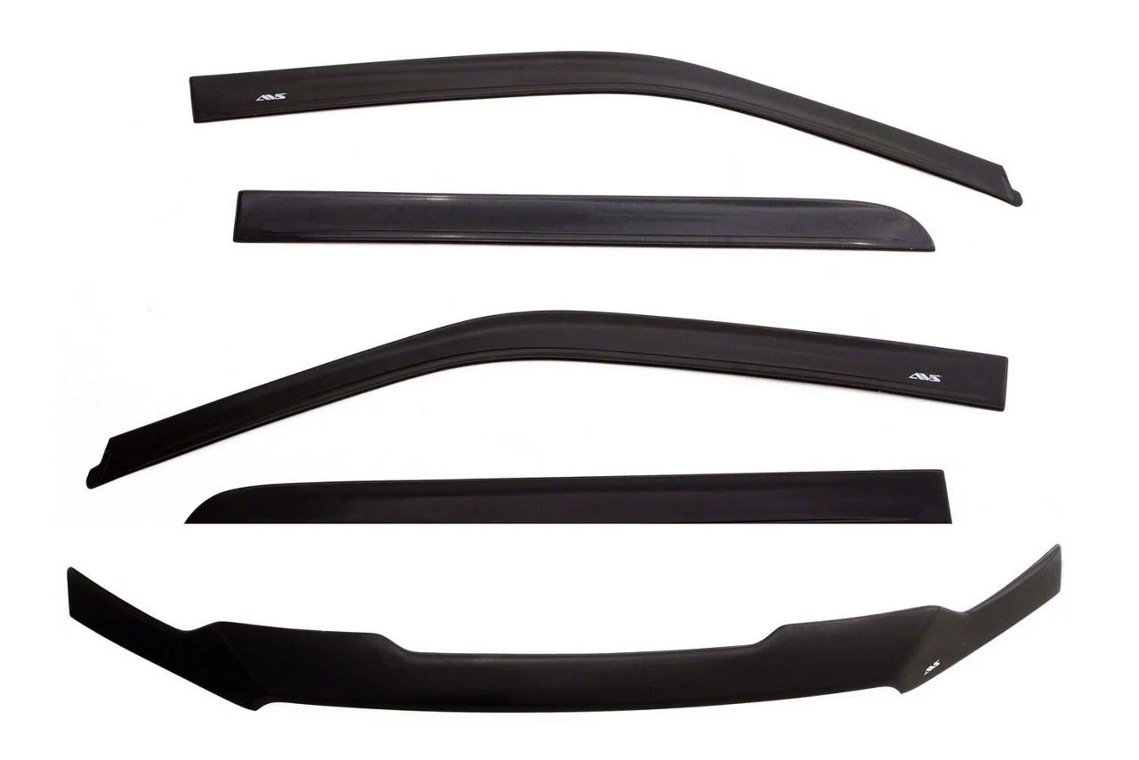 Aeroskin Hood Protector and Low Profile Ventvisor Window Deflectors Combo Kit; Matte Black (09-18 RAM 1500 Crew Cab, Excluding Rebel & Sport)