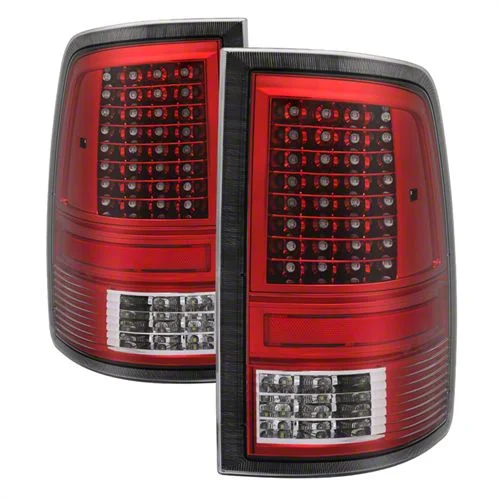 C-Shape LED Tail Lights; Chrome Housing; Red/Clear Lens (09-18 RAM 1500 w/ Factory Halogen Tail Lights)