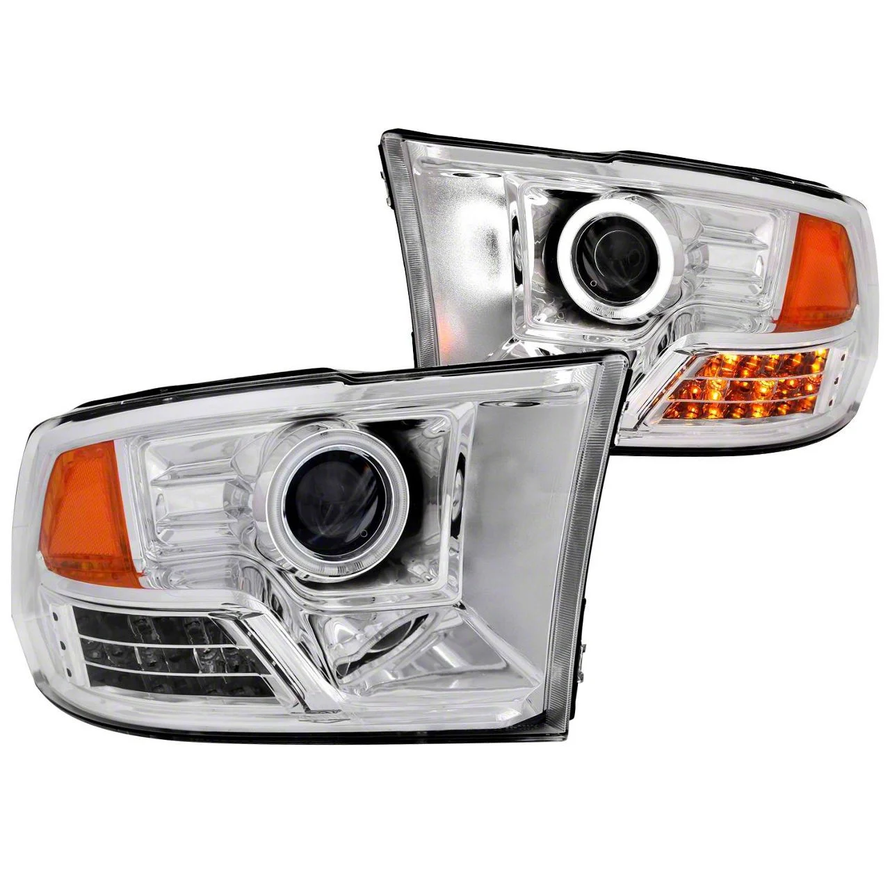 CCFL Halo Projector Headlights; Chrome Housing; Clear Lens (09-18 RAM 1500 w/ Factory Halogen Non-Projector Headlights)