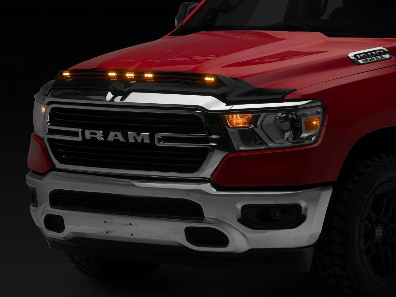 Aeroskin LightShield Color-Match Hood Protector; Diamond Black Crystal Pearl-Coat (19-25 RAM 1500, Excluding Rebel, RHO & TRX)