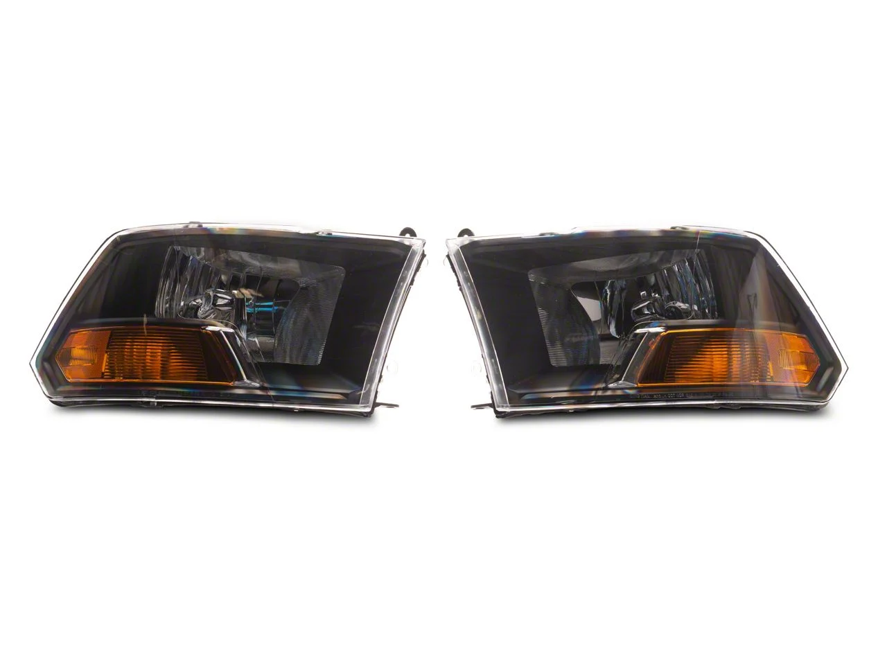 Crystal Headlights; Black Housing; Clear Lens (09-12 RAM 1500 w/ Factory Halogen Non-Quad Headlights)