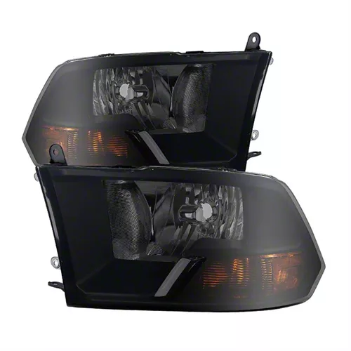 Crystal Headlights; Black Housing; Smoked Lens (09-12 RAM 1500 w/ Factory Halogen Non-Quad Headlights)