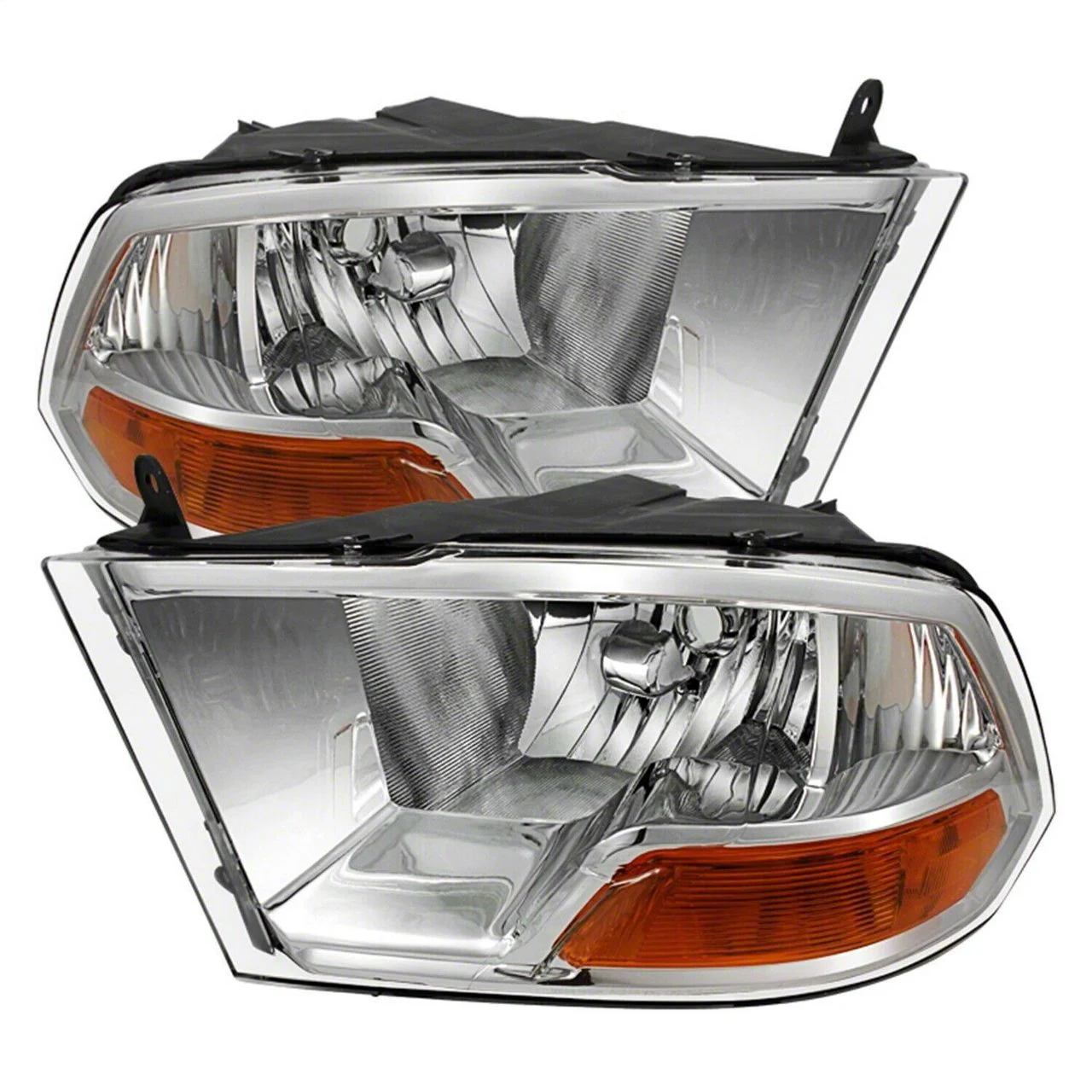 Crystal Headlights; Chrome Housing; Clear Lens (09-12 RAM 1500 w/ Factory Halogen Non-Quad Headlights)