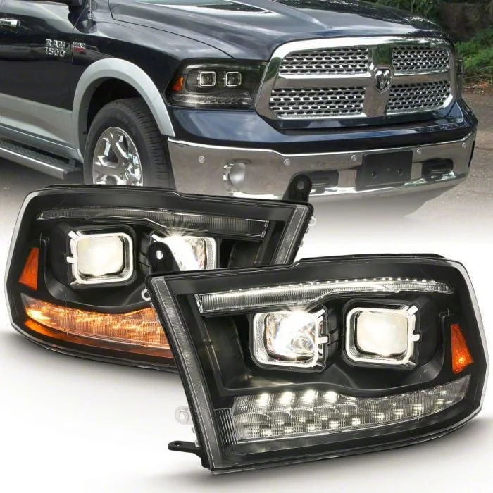 Dual Switchback Projector Headlights; Black Housing; Clear Lens (09-18 RAM 1500)