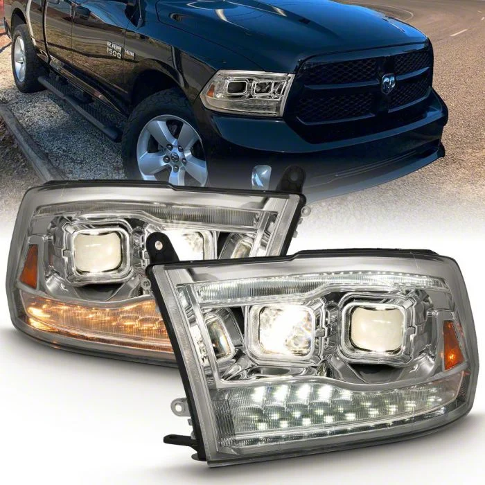 Dual Switchback Projector Headlights; Chrome Housing; Clear Lens (09-18 RAM 1500)