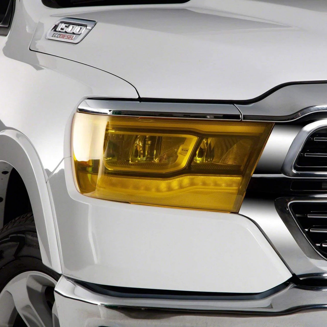 Headlight Covers; Transparent Yellow (19-24 RAM 1500 Big Horn, Laramie, Rebel, Tradesman)