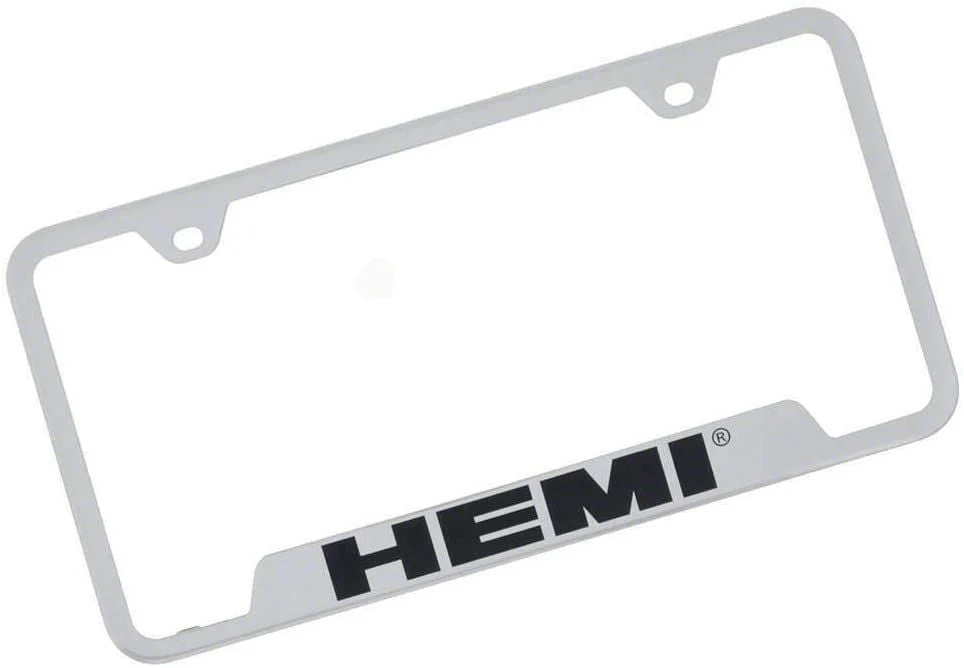 HEMI License Plate Frame; Chrome (Universal; Some Adaptation May Be Required)