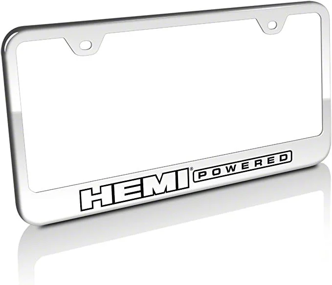 HEMI Powered License Plate Frame; Chrome (Universal; Some Adaptation May Be Required)